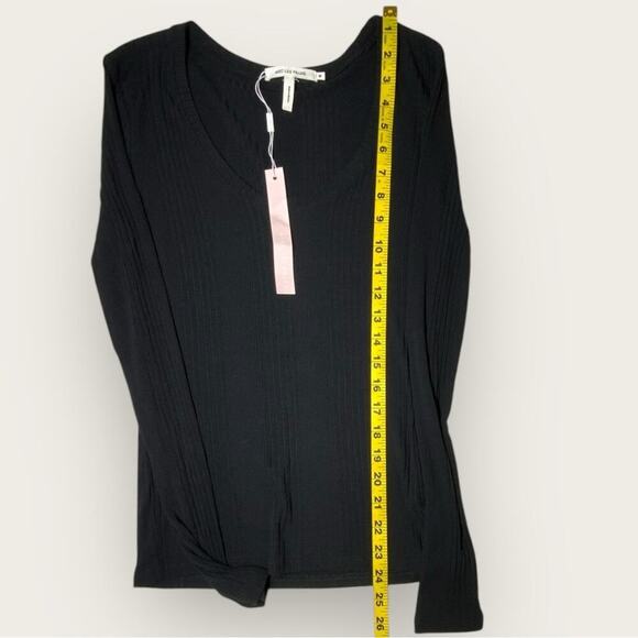 NWT | Avec Les Filles | Ribbed Scoop Neck Long Sleeve Top | Black | Medium - Picture 11 of 11